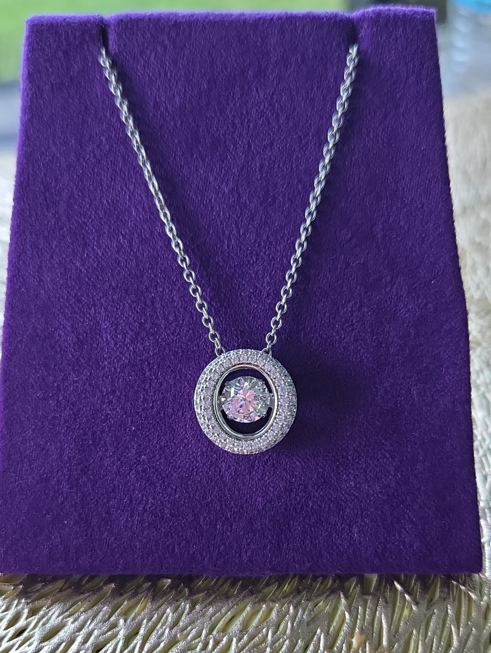 925 Sterling Silver Dancing Halo Pendent Necklace.